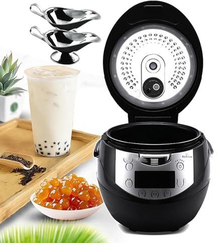 forplubossmmp Olla De Perlas Automática De 900 W Antiadherente con Pantalla Táctil para Tiendas De Té con Leche, Olla De Cocción Lenta Eléctrica para Perlas De Tapioca(con 2 Tazas De Jugo)