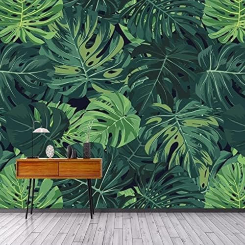 XLMING Feuille Verte Rétro Papier Peint 3D Intissé Salon Canapé Chambre À Coucher Salle Manger Intérieure Murale-150cm×105cm