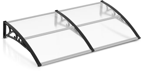 Peviasot Vordach für Haustür,100x200cm Überdachung Haustür, Transparentes Pultbogenvordach mit ABS Halterung, Aluminiumhalterung, Regenfest Schnee und UV Schutz,Transparent Polycarbonat