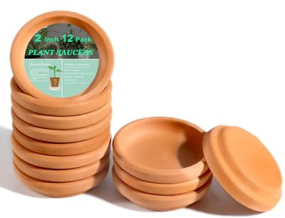 Vensovo 12er-Pack Mini-Terrakotta-Untersetzer für 2,5-3,8 cm Töpfe | Runde Ton-Untersetzer für kleine Blumentöpfe mit Ablaufloch, ideal für Zimmerpflanzen und den Innenbereich
