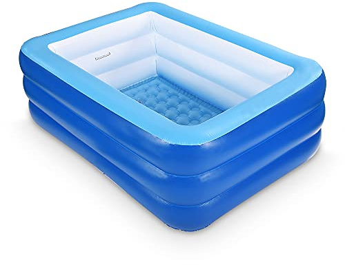 Inflatable Swimming Pool, 59 X 45 X 20 Kiddie Pools with Inflatable Soft Floor, Durable Blow Up Pools for Backyard, Garden or Indoor (Blue)