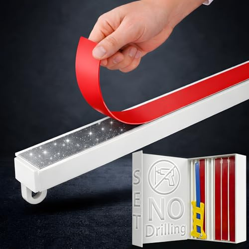 Self Adhesive Ceiling Curtain Track Ceiling Mount, Ceiling Track for Curtains, Ceiling Mount Curtain Rod, No Screws Adhesive Door Curtains Rod (5.45FT/ 1.66M)