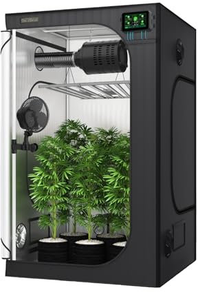 Oma´s Garten Grow Tent 80x80x180 cm im KOMPLETT-Set, Erstklassige LED Chips, 2in1 Carbon Filter mit LÜFTER, SMART-Controller zum SMARTEN Grow (120)