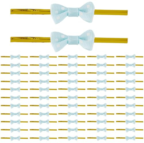 GORGECRAFT 100 Lazo de Cinta de 3cm con Lazo de Alambre de Hierro, de Poliéster, Prefabricado, para Embalaje de Bolsas de Dulces, Pan, Galletas, Dulces, Celofán, Decoración de Bodas Y Navidad