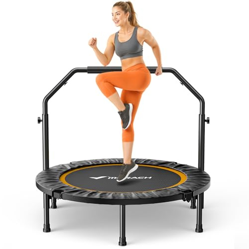 MERACH Mini Trampolin - 102cm/122cm Fitness Trampolin Faltbar, Maximale Belastung 150 KG, Trampoline für Bewegungstraining Leise
