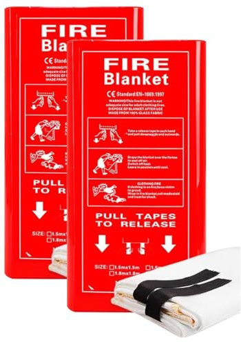 Manta De Seguridad contra Incendios para Acampar, Manta Ignífuga De Fibra De Vidrio Resistente Al Calor, Herramientas Esenciales para La Seguridad De Supervivencia(White(2PCS),1.2 * 1.2m)