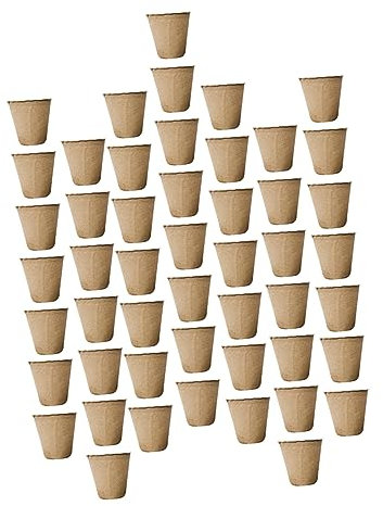 Mikikit 1 Set Da 50 Pezzi Pentola di fiore di carta permettere tazza succulento crescente mini Verde con coppa per piantare alzando le tazze piatto di partenza polpa Marrone