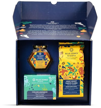 Blue Zones Nicoya Gift Set, Premium Coffee, Raw Honey and Herbal Tea Collection