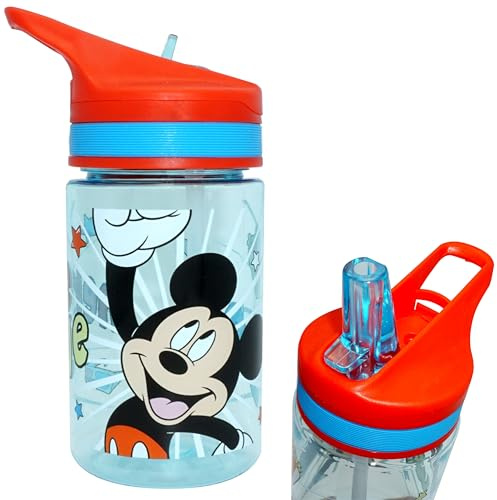 SRV Hub Mickey Mouse Tritan Water Bottles Drinking Gym 400ml – BPA-Free Leakproof Tritan Bottle with Flip Lid – Reusable Disney Drink Bottle for School, Travel, Sports – Boys & Girls Ages 3+