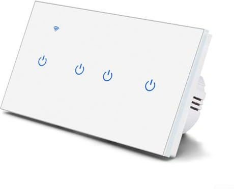 ZiStarlilife Interruptor táctil inteligente WiFi interruptor de luz para Tuya App Control remoto de voz Interruptor de luz de pared compatible con Smart Home para Alexa 2 3 4 5 6 8 Gang (4 Gang-Blanco