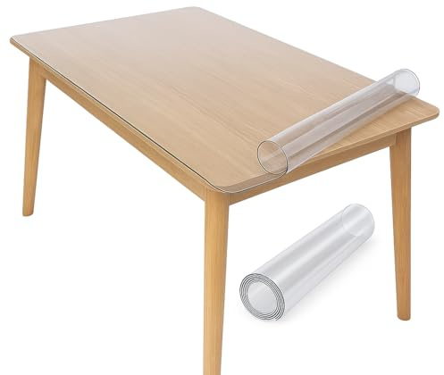 Copritavolo Trasparente Impermeabile – Tovaglia Plastificata Rettangolare in PVC, Pellicola Protettiva per Tavolo, Scrivania e Tavolino – Varie Altezze e Spessori (Spessore 0,50 MM, 140 × 200 cm)