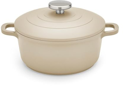 Morphy Richards Cacerola de aluminio fundido, 20 cm, revestimiento antiadherente, diseño ligero, apto para horno, autoservicio, apto para todos los fuegos, crema, 851003