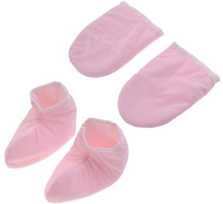 Vaguelly 2 paia Guanti Paraffina per Mani e Piedi Guanti Termici Isolanti in Spugna con Chiusura Scatto Trattamento Spa Riscaldante per Idratazione Profonda e Comfort Rilassante Lavabili e
