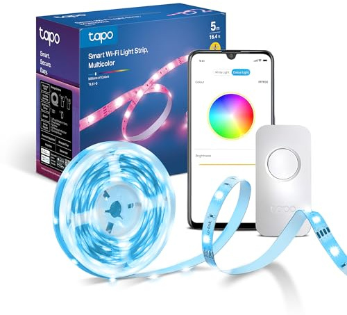 Tapo TL61-5 5m Smart LED Strip Light Multicolour Music Sync LED Lights | 16M Colours, Sync-to-Sound, Dimmable, Cuttable, 3M Adhesive, Works with Alexa & Google, No Hub Required