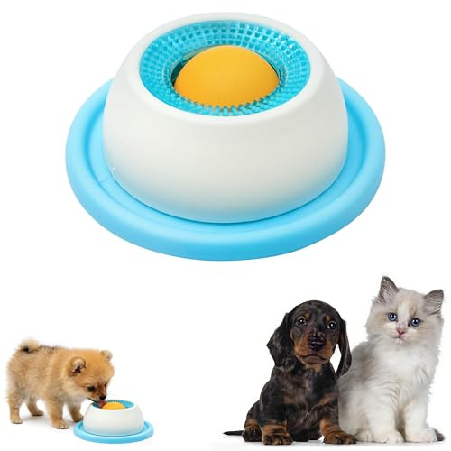 Lick Sphere for Small Dogs - Anti-Slip Slow Feeder Dog Bowl, Licky Mat Bowl for Dogs & Cats - Interactive Dog Enrichment Puzzle Toy & Calming Lick Bowl - Dog Lick Ball for Anxiety Relief (Blue)