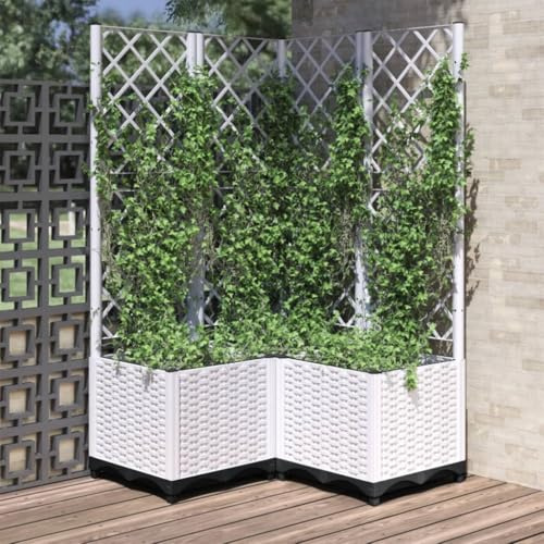 Générique Jardinière avec Treillis Blanc 80x80x136 cm PP,Maison & Jardin,Pelouses & Jardins,Jardinage,Pots & Cache-Pots,153286
