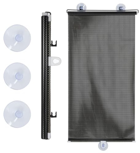 NOLITOY Black Sunshade Roller Blind Suction Cups Portable Window Door Shade Temporary Blackout Film Balcony Home Privacy Screen Room Darkening Cover No Drill Heat Blocker Thermal Barrier 49.21 Inches