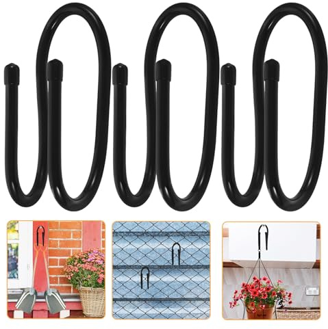 NUSITOU Heavy Duty Chain Link Fence Hooks 6Pcs for Brush Nets and Pool Equipment – Multi-Use Utility Hooks for Outdoor Garden and Pool Organization