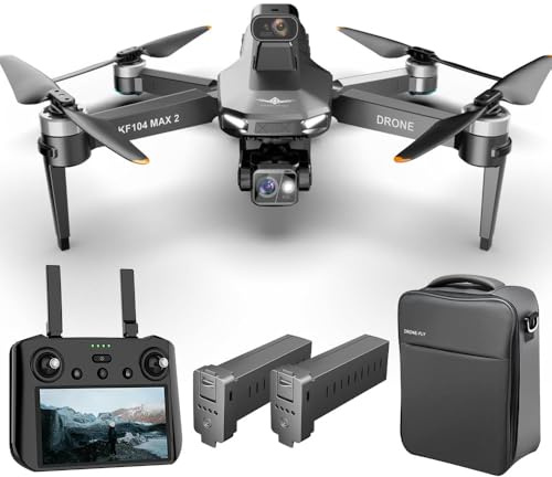 Teeggi Drohne mit Kamera 4K Erwachsene KF104MAX2, 3-Achsen Gimbal Dron, 6km Kontrollabstand, Fernsteuerung mit Bildschirm, 360° Hindernis Vermeidung, Professioneller Dronhen
