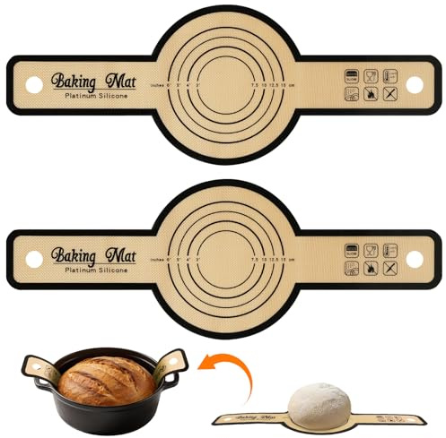 OFFCUP 2PCS Silicone Bread Sling for Dutch Oven | Non-Stick & Easy Clean Reusable Bread Baking Mats with Long Handles for Transferring Sourdough (56cm*21cm*0.7mm)