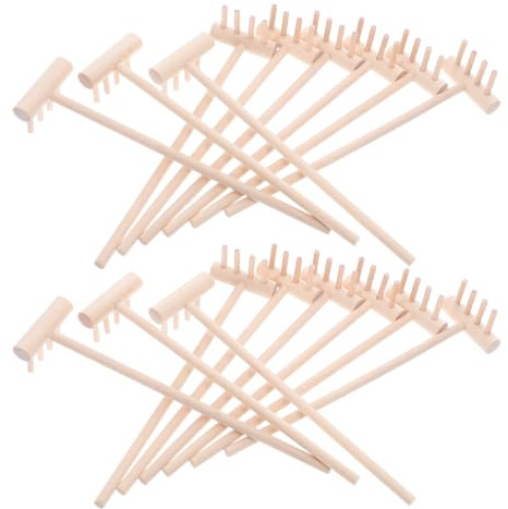 Kisangel Mini Rastrillo de Madera para Jardín Zen, 24 Piezas Portátiles para Modelar Arena y Césped en Actividades de Jardín y Arenero Familiar