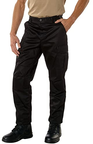 Rothco Tactical BDU Pants – Rugged Cargo Outdoor Hiking EDC Work Uniform, Black, XS