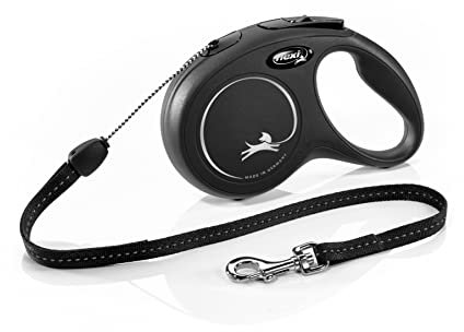flexi New Classic Cord Black Retractable Dog Lead Small 12kg - 8m (26ft)