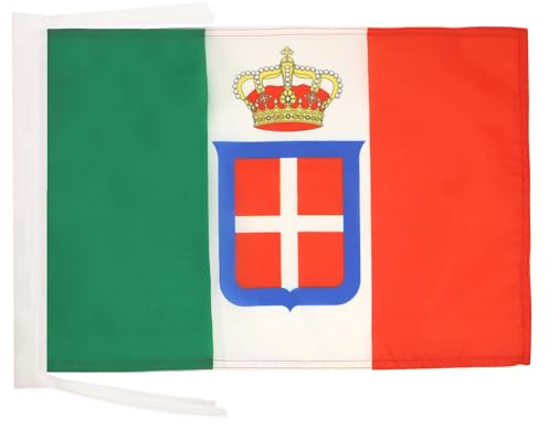 AZ FLAG Flagge Königreich Italien mit krönt 45x30 cm Kordeln | Für innen und außen italienische alt dekorative Flagge Regno d'Italia Corona doppelte Nähte und verstärkte Kanten mit Schnüre