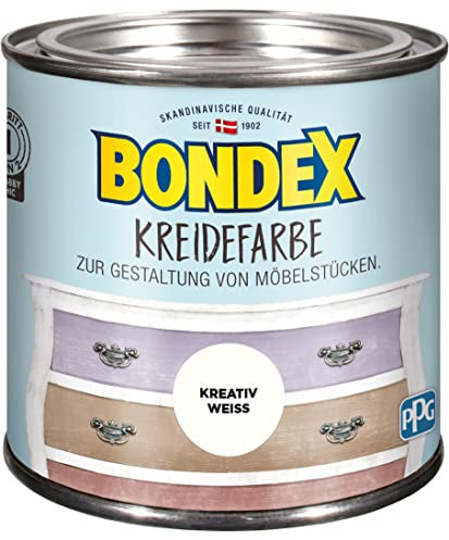 Bondex 386520 Kreidefarbe kreativ weiss 0,5 L für 6 m² - Pflegt und schützt das Holz - Leichte Verarbeitung - Für alle Holzarten im Innenbereich