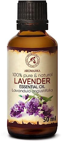 Lavendelöl Ätherisch 50ml - Bulgarien - Natürlich & Rein - Ätherisches Lavendel Öl für Guten Schlaf - Körperpflege - Wellness - Entspannung - Massage - Raumduft - Duftlampe - Glasflasche
