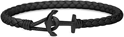 Paul Hewitt Pulsera de Cuero con Ancla para Hombre o Mujer PHREP Lite - Pulsera de Cuero Negro, Brazalete con Ancla, Accesorio de acero Inoxidable Negro