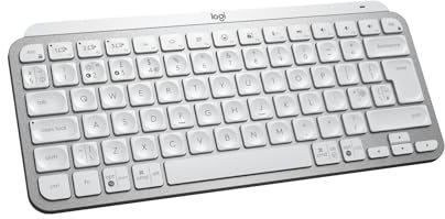 Logitech MX Keys Mini Minimalist Wireless Illuminated Keyboard, Compact, Bluetooth, Backlight, USB-C, Compatible with Apple MacOS, iOS, Windows, Linux, Android, Metal, Light Gray, QWERTY