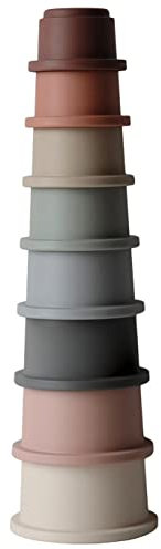 mushie Stapelbecher Spielzeug | Stapelturm mit 8 bechers | Für Babys und Kinder | Hergestellt in Dänemark | BPA FREI (Original)