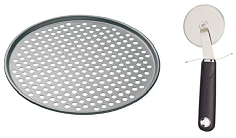 MasterClass Pizza Cutter Wheel and Pizza Tray for Oven Set (2 Pieces)