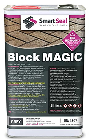 Smartseal ‘Block Magic' – A Re-Colouring Block Paving Sealer. Superior to a Concrete Paint - Transform Old Block Paved Drives or Patios - Easy to Apply (Grey, 5 Litre)