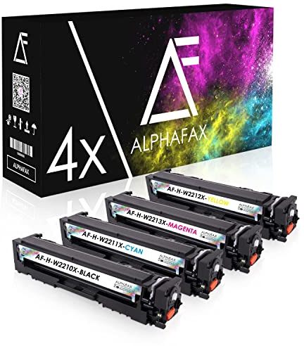 Alphafax 4 Toner kompatibel mit HP W2210X W2211X W2212X W2213X 207X für Color LaserJet Pro M255dw M255nw MFP M282nw MFP M283cdw MFP M283fdn MFP M283fdw [MIT CHIP]