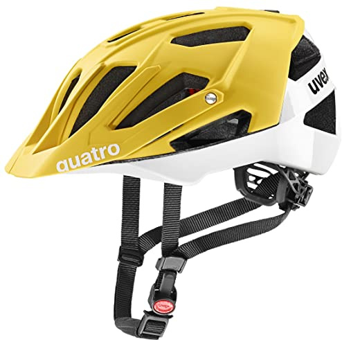 uvex Quatro cc - sicherer MTB-Helm für Damen und Herren - individuelle Größenanpassung - waschbare Innenausstattung - sunbee-White - 52-57 cm
