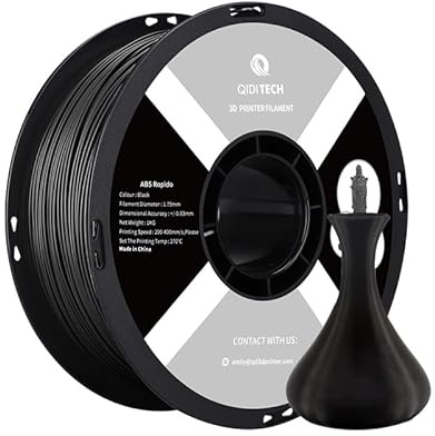 QIDI TECH ABS Rapido Filament 1.75mm, 3D Drucker Filament ABS 1kg Spule (2.2lbs), geeignet für Hochgeschwindigkeitsdruck, 3D Druck Filament, hochbeständig, Schwarz