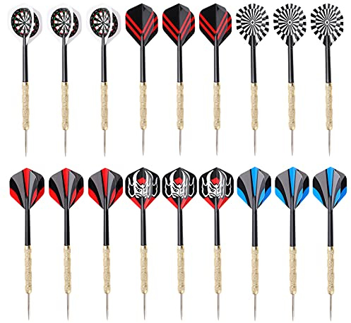 Ejoyous Jeu de Fléchettes à Pointe en Acier de 18 Pièces, Jeu de Fléchettes en Acier à Pointe en Métal avec 18 Pièces D'aiguille à Fléchettes et 18 Pièces de Bâton de Flèche