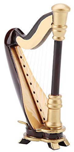 Harfe 13 × 9 × 4 3,5 Zoll Harfe Miniatur-Harfe aus Holz mit Koffer zur Auswahl Instrumentenmodell Auswahl Musik Ornamente