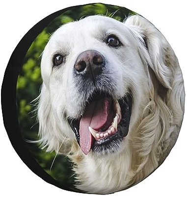 Funny Golden Retriever Reserveradabdeckung 40,6 cm (16 Zoll), wasserdicht, staubdicht, Radschutz, passend für Anhänger, Wohnmobil, SUV und viele Fahrzeuge