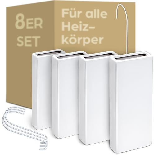 Praknu 8er Set Luftbefeuchter Heizung Keramik – Wasserbehälter Heizkörper | Spürbar bessere Luftfeuchtigkeit im Winter, energiesparend, mit flexiblem Aufhängehaken, gleichmäßige Verteilung