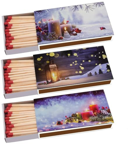 Kaminhölzer Weihnachtslichter Kaminstreichholz Zigarrenhölzer Pfeifenhölzer 100mm Streichhölzer Kaminanzünder Zündhölzer Zigarre Pfeife Kamin Grill Kerze Lange Brenndauer (3 Packungen)