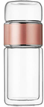 Tee-Ei-Flasche, 420 Ml, Teebecher Mit Teesieb, Doppellagiger Edelstahl, Auslaufsichere Glas-Wasserflasche Für Losen Tee, Für Büro, Reisen, Zuhause(Roségold)