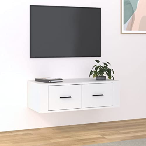 WRJENFSC Mobile da Ingresso Mobile Decorativo Libreria Mobile Porta TV Sospeso Bianco 80x36x25cm in Legno Multistrato Adatto per Appartamento, Soggiorno, Ingresso, Salotto