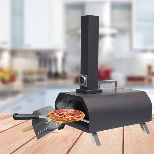 LBMED Smoker Barbecue Griller, Pellet BBQ Smoker Hopper Mit Rauchabzugskamin Und Thermometer, 350° Konstante Temperaturregelung Und 360° Gleichmäßiges Backen, Gesund Lecker, Für Fleisch, Gemüse