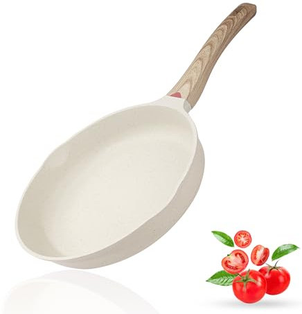 Vinchef Antihaftbeschichtete Bratpfanne, kratzfest, 32,5 cm, Aluminiumguss, Induktionsgeeignet, Weiß