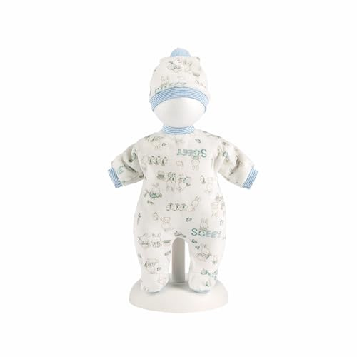 Llorens 1063207 Puppenkleidung für 30 bis 32cm Puppen, blaues Pyjama Set mit niedlichen Häschen, Puppenschlafanzug mit Schlafmütze, Puppenzubehör