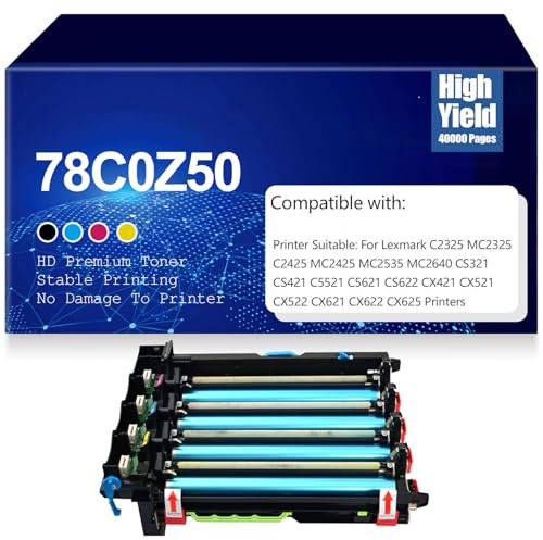 SXLXYOF 78C0Z50 Bildeinheit-Kit für Lexmark C2325 MC2325 C2425 MC2425 MC2535 MC2640 CS321 CS421 C5521 C5621 CS622 CX421 CX521 CX522 CX621 CX622,1 Set-78C0Z50