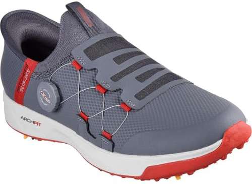 Skechers Men's Go Golf Elite Vortex Slip Ins Sneaker, Charcoal Syntehtic Red Trim, 46 EU